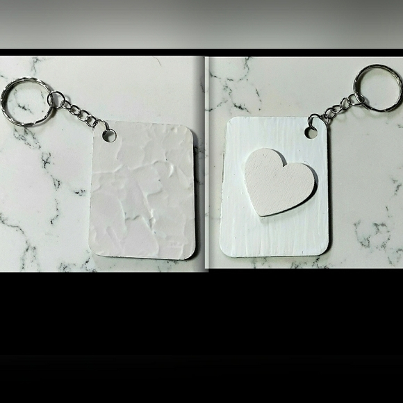 NEW Handmade Keychain Bag Tag! Cream Muro. w/ "I Love My Bag" White Wooden Heart - Picture 6 of 6